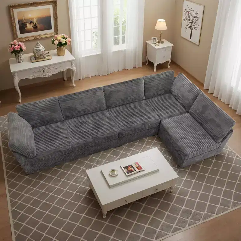 HOMLUX Luxury Modular Sectional Sofa Couch, Oversized Cloud Couch for Living Room, Deep Seat Upholstered Convertible Sleeper Sofa with Chaise Ottoman