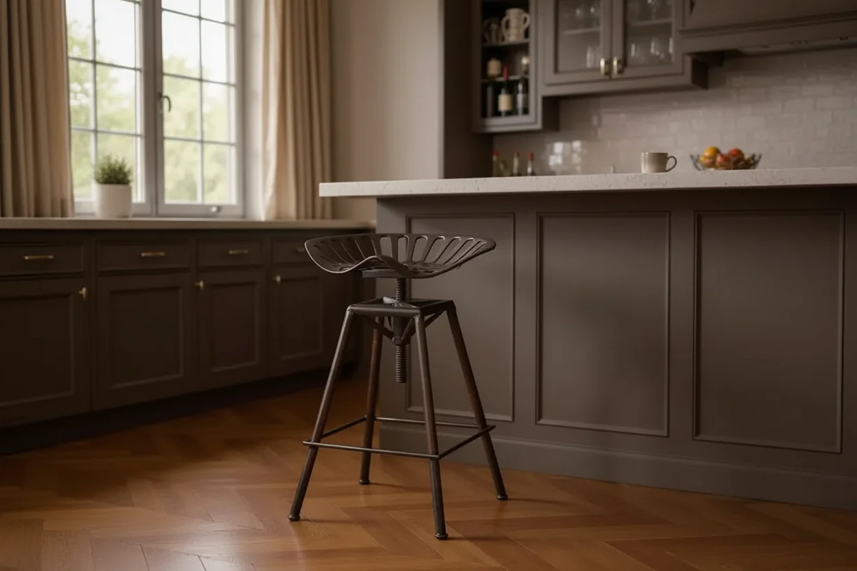 Bronze Iron Backless Adjustable Height Swivel Bar Stool, 28