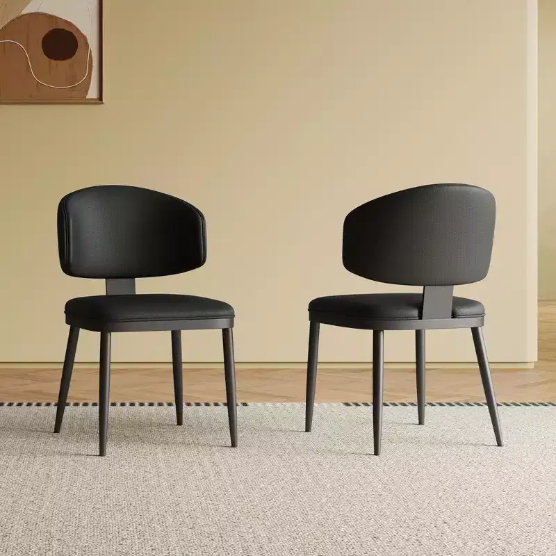 MAYEERTY Dining Chairs Set of 2, Modern PU Leather Metal Dining Chairs with Ergonomic Curved Backrest, for Dining Room, Cafe, Office