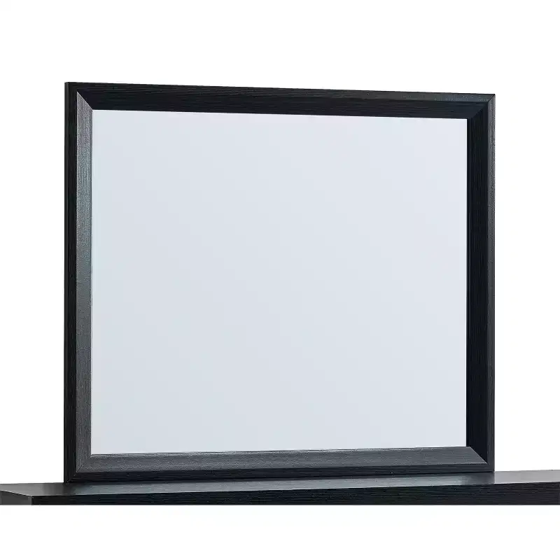 Black Rectangle Wood Frame Dresser Mirror, Single