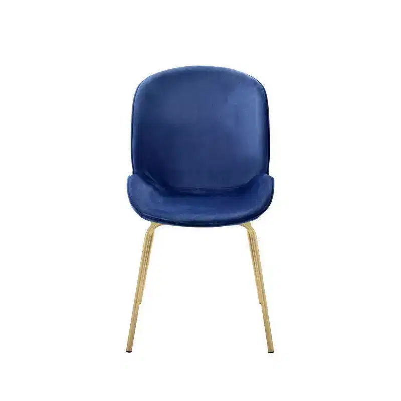 Blue Velvet Wingback Dining Chair, Gold Metal Legs, Set of 2