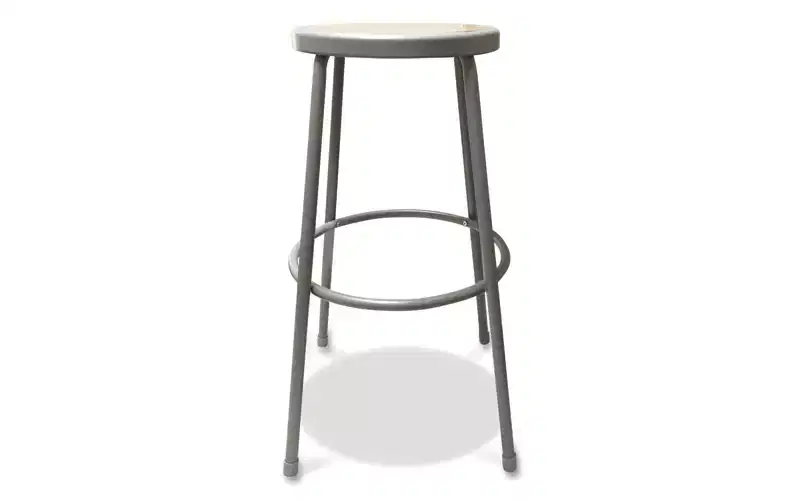 Alera Industrial Metal Shop Stool, Backless, Supports Up to 300 lb, 30 Seat Height, Brown Seat, Gray Base