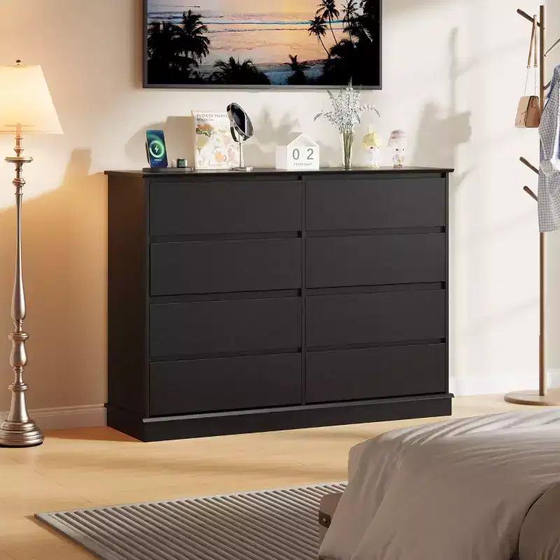 8-Drawer Double Dresser - Wide-Top Wooden Chest with Deep Drawers for Bedroom, Kids Room, Living Room