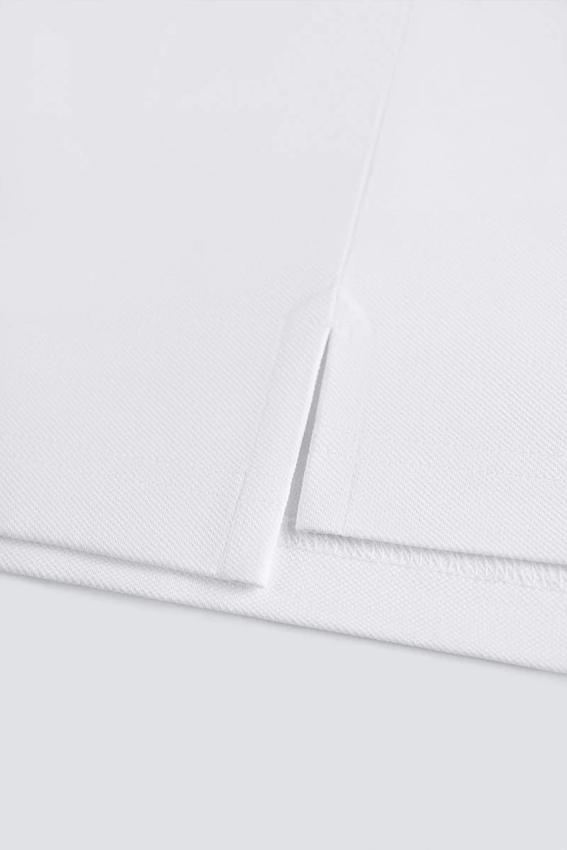 3-Button Pique Polo – White