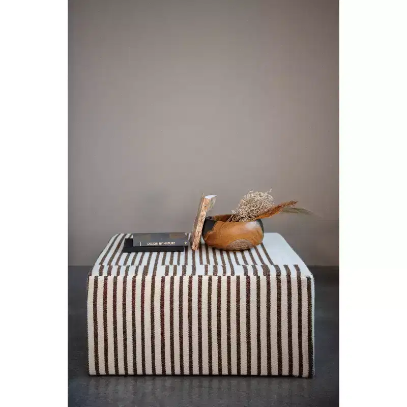 Square Coffee Table, Kilim Pattern, Cream & Brown, MDF, No Assembly Required