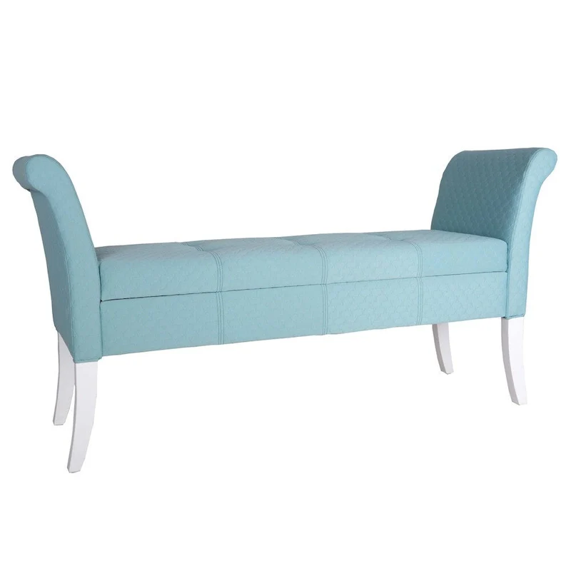 Upholstered Entryway Storage Bench with Hinged Lid, Modern Style Living Room Bedroom Ottoman Seat