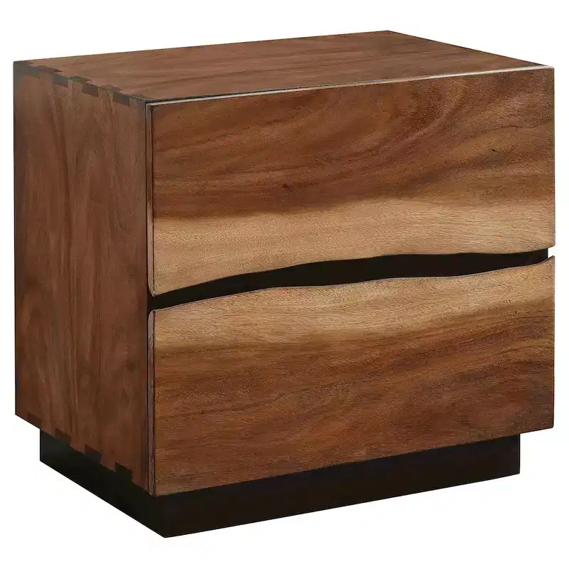 Smokey Walnut 2-Drawer Nightstand – Wood, Brown, Single