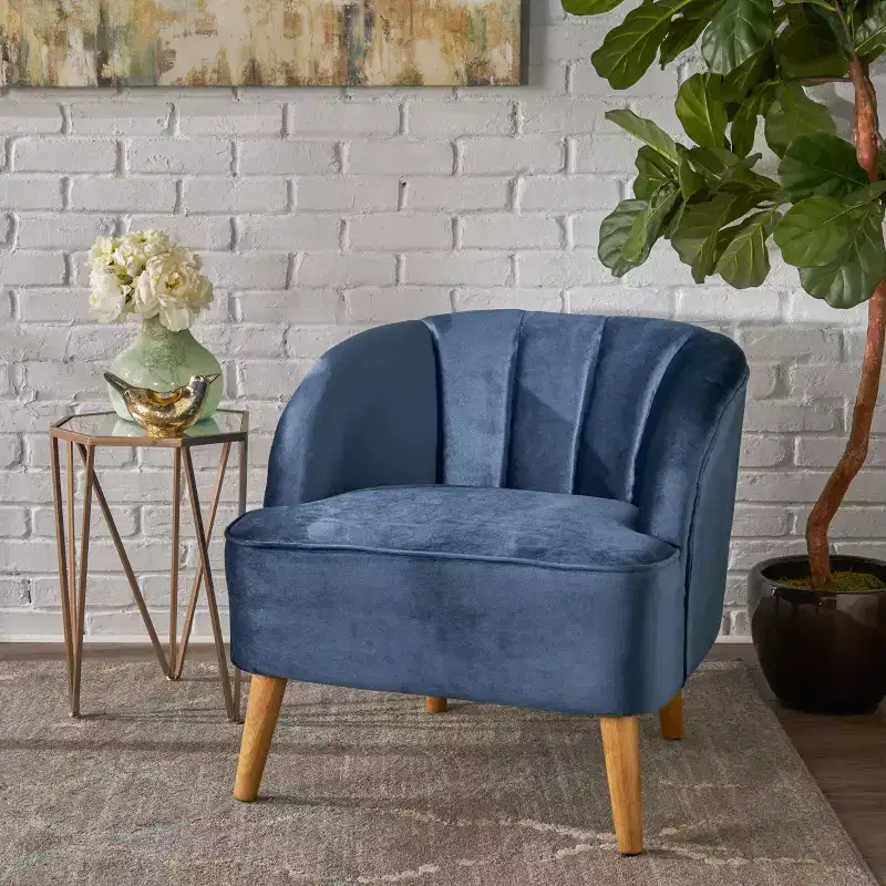 Christopher Knight Home Eryn Mid-Century Modern Rubberwood Altay Velvet Upholstered Accent Chair