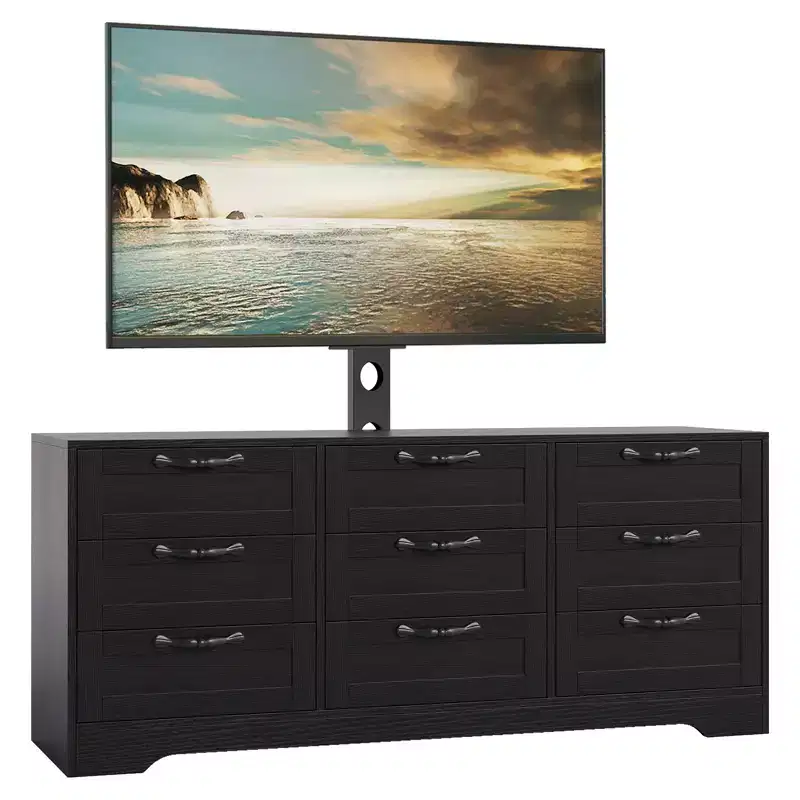 Acekool 9 Drawer TV Stand Dresser with Adjustable Mount Media Console Entertainment Center for Living Room or Bedroom