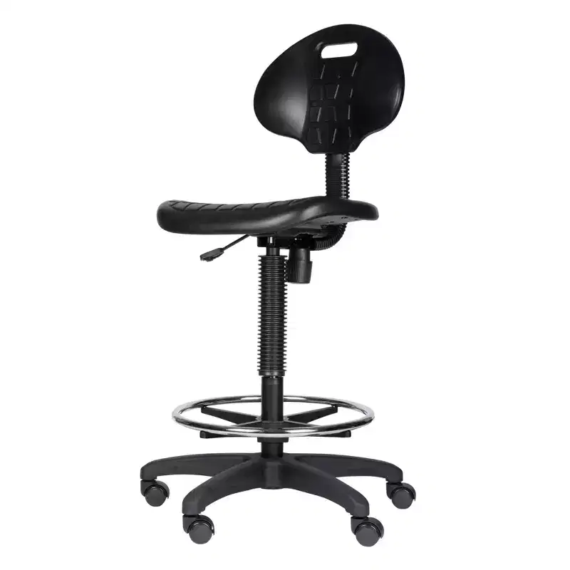22"-32" Adjustable Height Polyurethane Task Chair: Swivel, Lumbar Support, Wheels - Hampden Furnishings