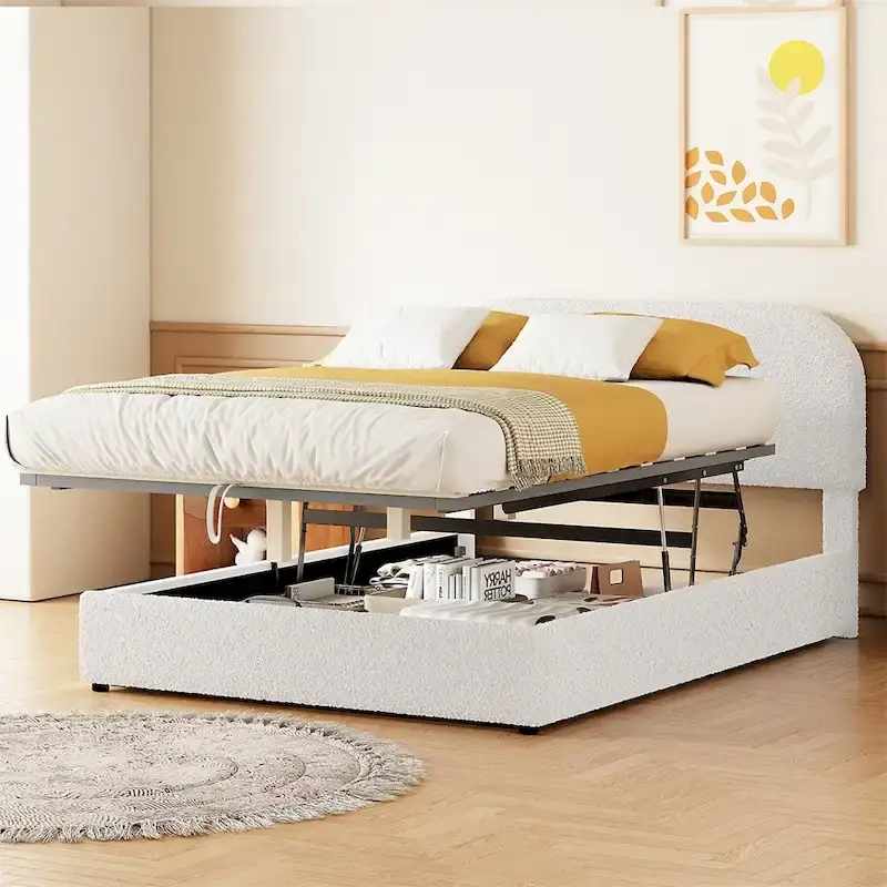 Full Size Upholstered Platform Bed with Hydraulic Storage System