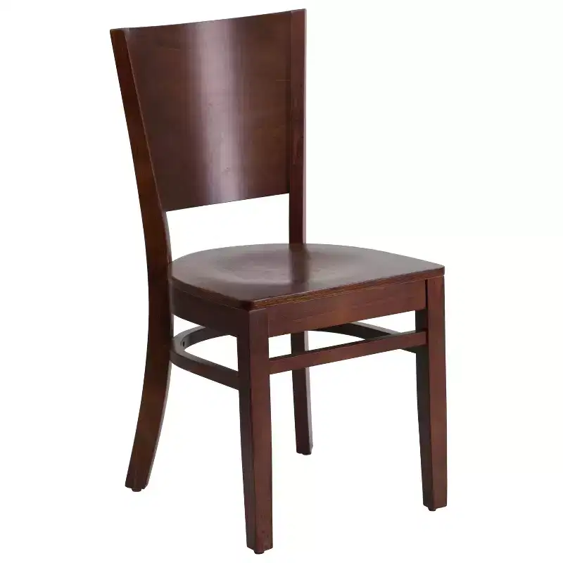2 Pack Solid Back Wooden Restaurant Chair