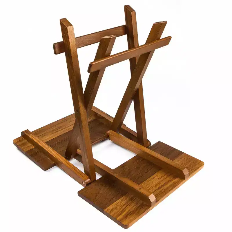 19 Brown Solid Square Teak Folding Indoor Outdoor End Table