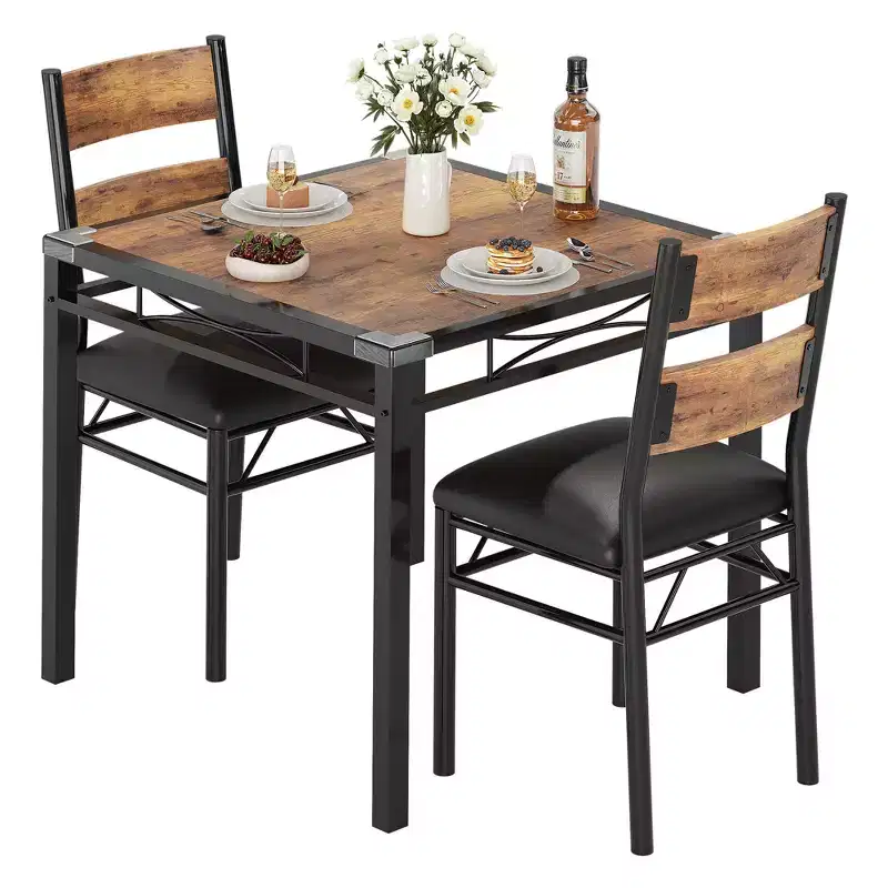 Dining Table Set for 4,with 4 Upholstered Chairs,5 Pcs Wood Kitchen Dining Room Table Set with Corner Protector for Kitchen,Apartment,Small Space