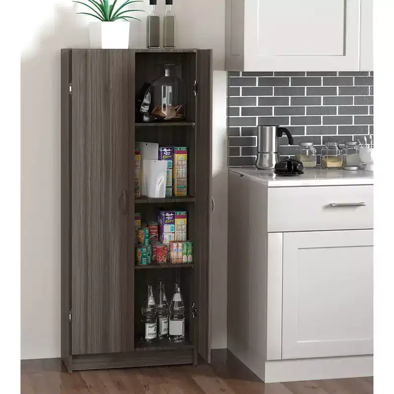 Pantry Cabinet Cupboard with Adjustable Shelves for Kitchen, Gray