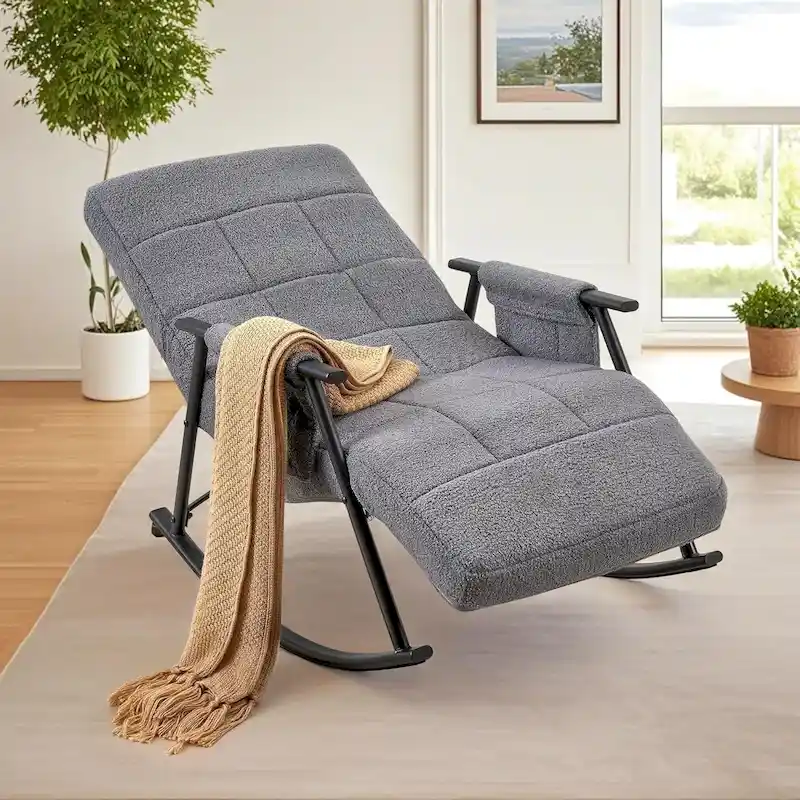 Adjustable Rocking Glider Chair with High Back, Footrest and Storage Pockets