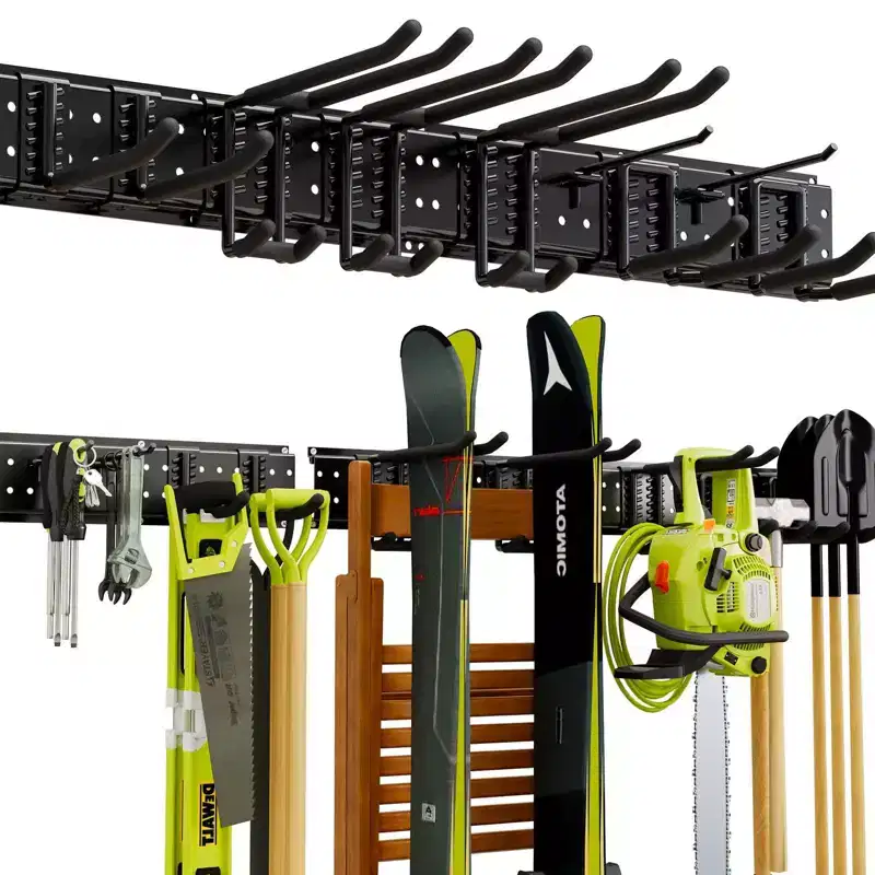 48in Garden Tool Organizer Garage Storage Rack, Black