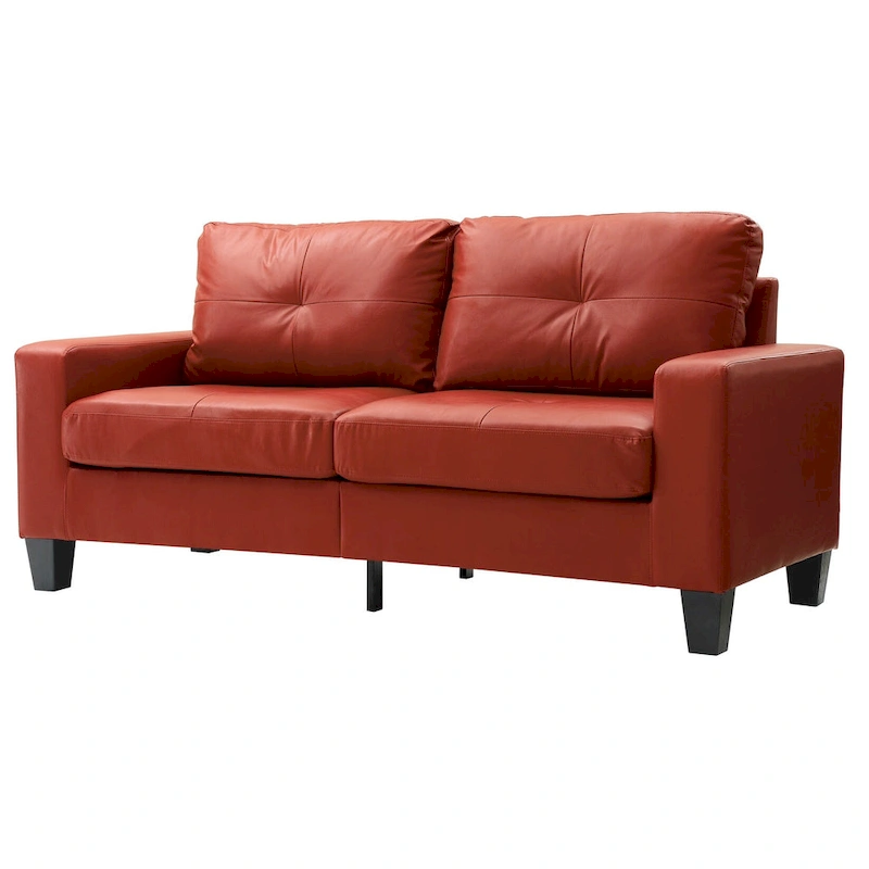 Newbury 71 in. W Flared Arm Faux Leather Straight Sofa - 32L x 71W x 36H