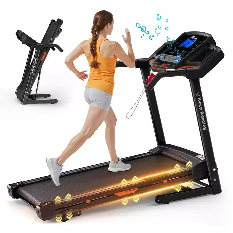 Whisen Electric Foldable Treadmill, 3.5HP Workout Running Machine Walking with 12 Preset Programs, Incline, Handrail Controls Speed