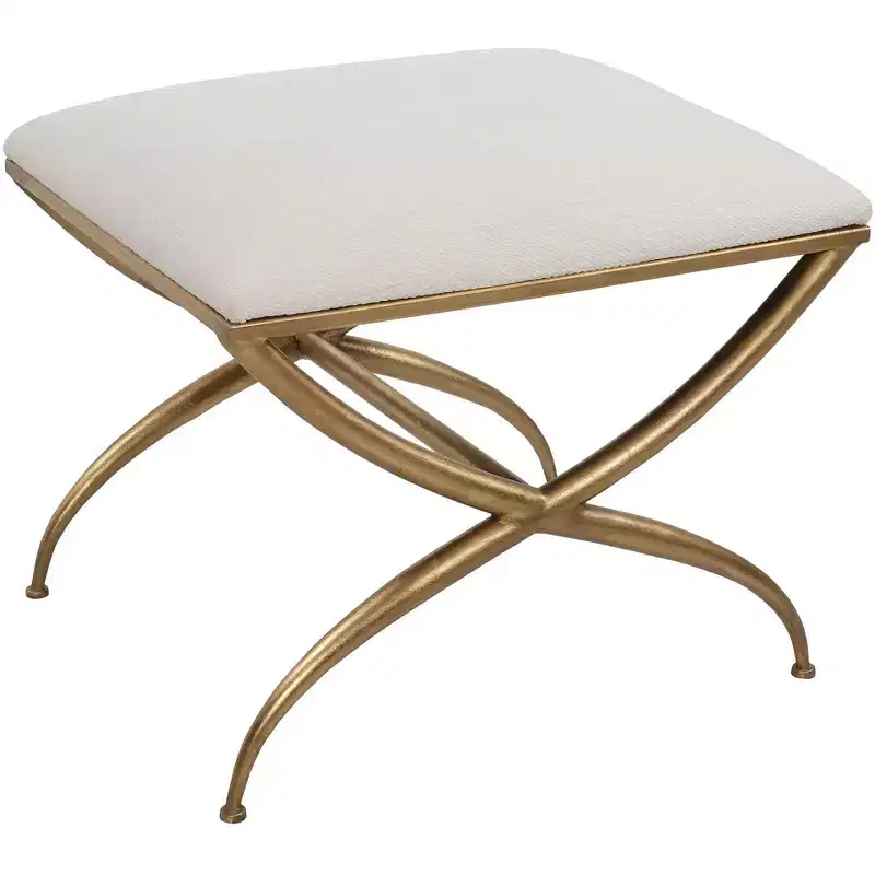 Uttermost Crossing 23 1/2 Wide White Fabric Small Bench