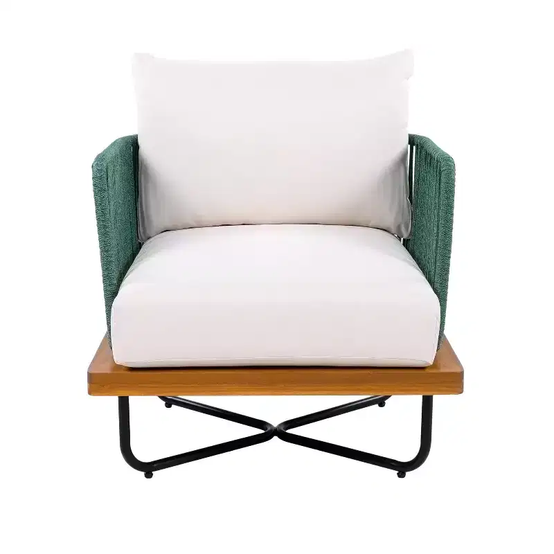 Christopher Knight Home Ivan Rope Woven Acacia and Iron Frame Club Chairs (Set of 2)