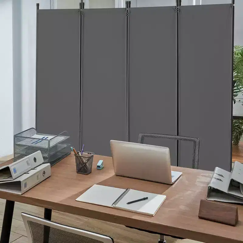 VEVOR Room Divider, 4 Panel Room Dividers and Folding Privacy Screens, Fabric Partition Room Dividers for Office, Bedroom, Dining Room, Light Gray