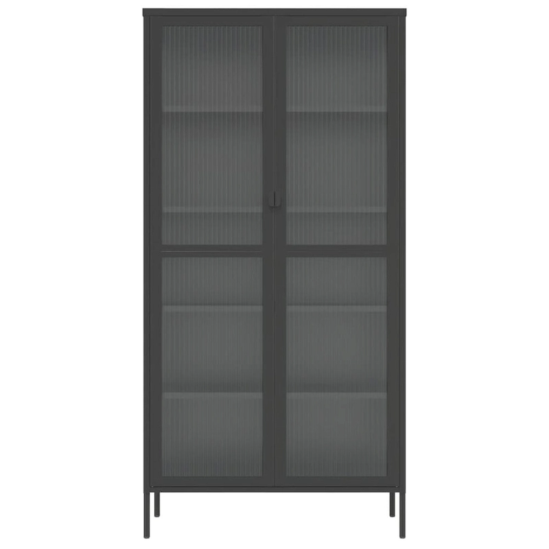vidaXL Highboard Black 33.5x15.7x70.9 Glass and Steel