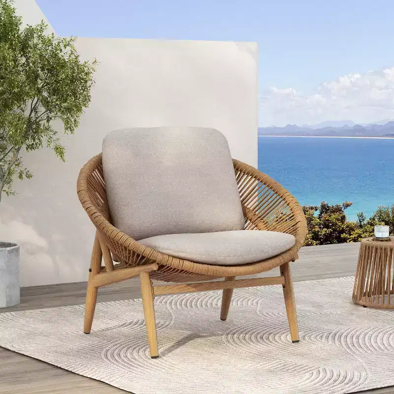Christopher Knight Home Cecil Bohemian Outdoor Papasan Style Wicker Lounge Chair with Cushions