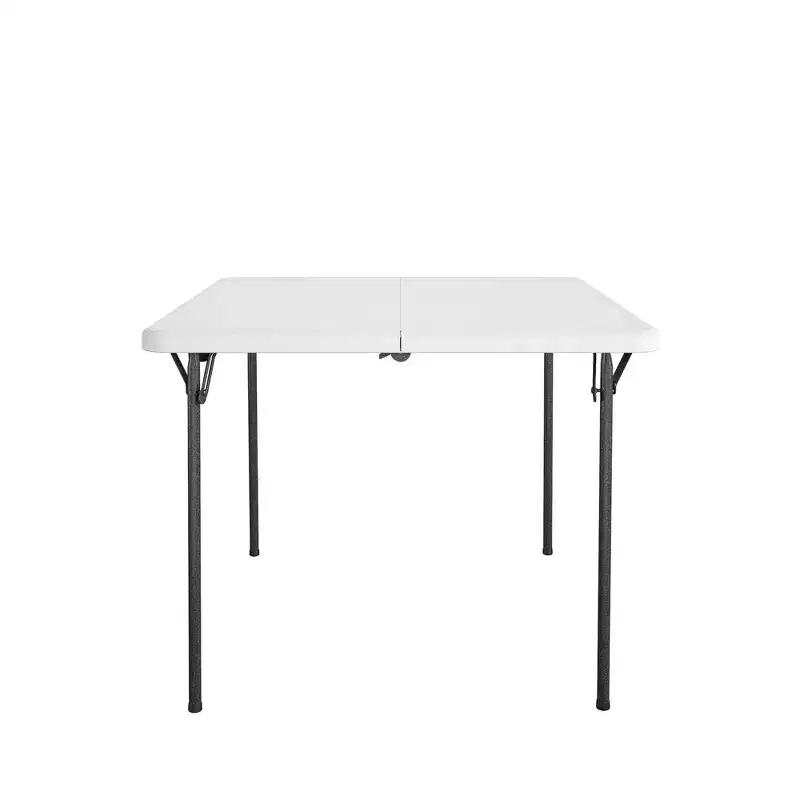 Square Fold-in-Half Card Table with Handle, White