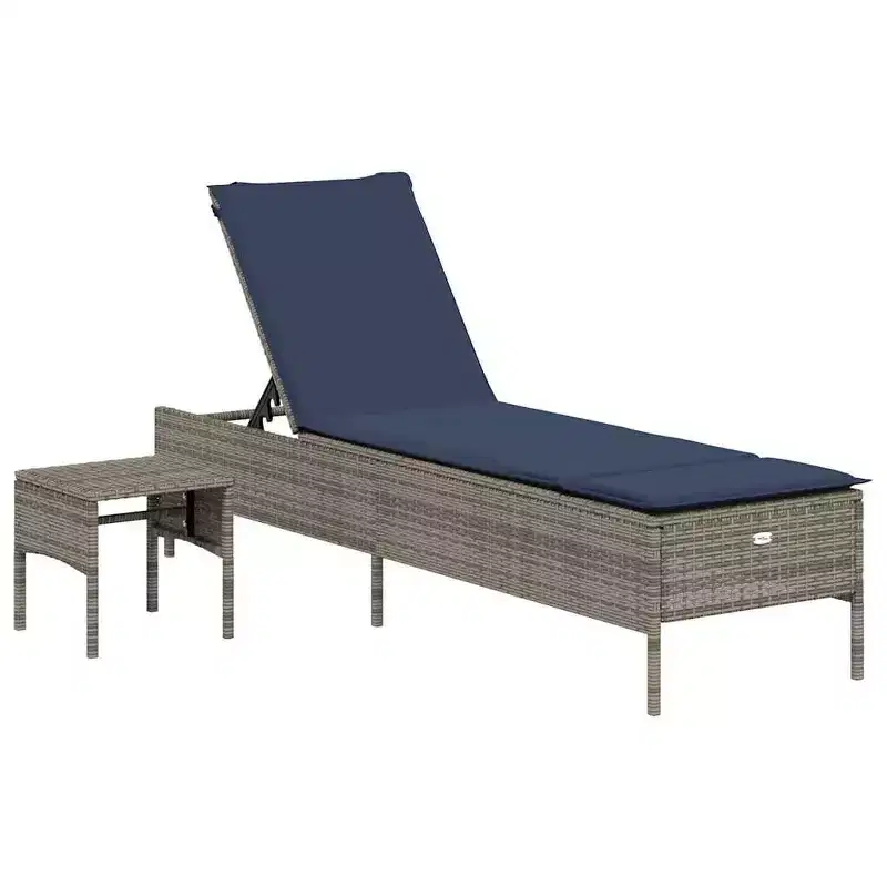vidaXL Patio Sun Lounger PE rattan Single Multi-Position Backrest