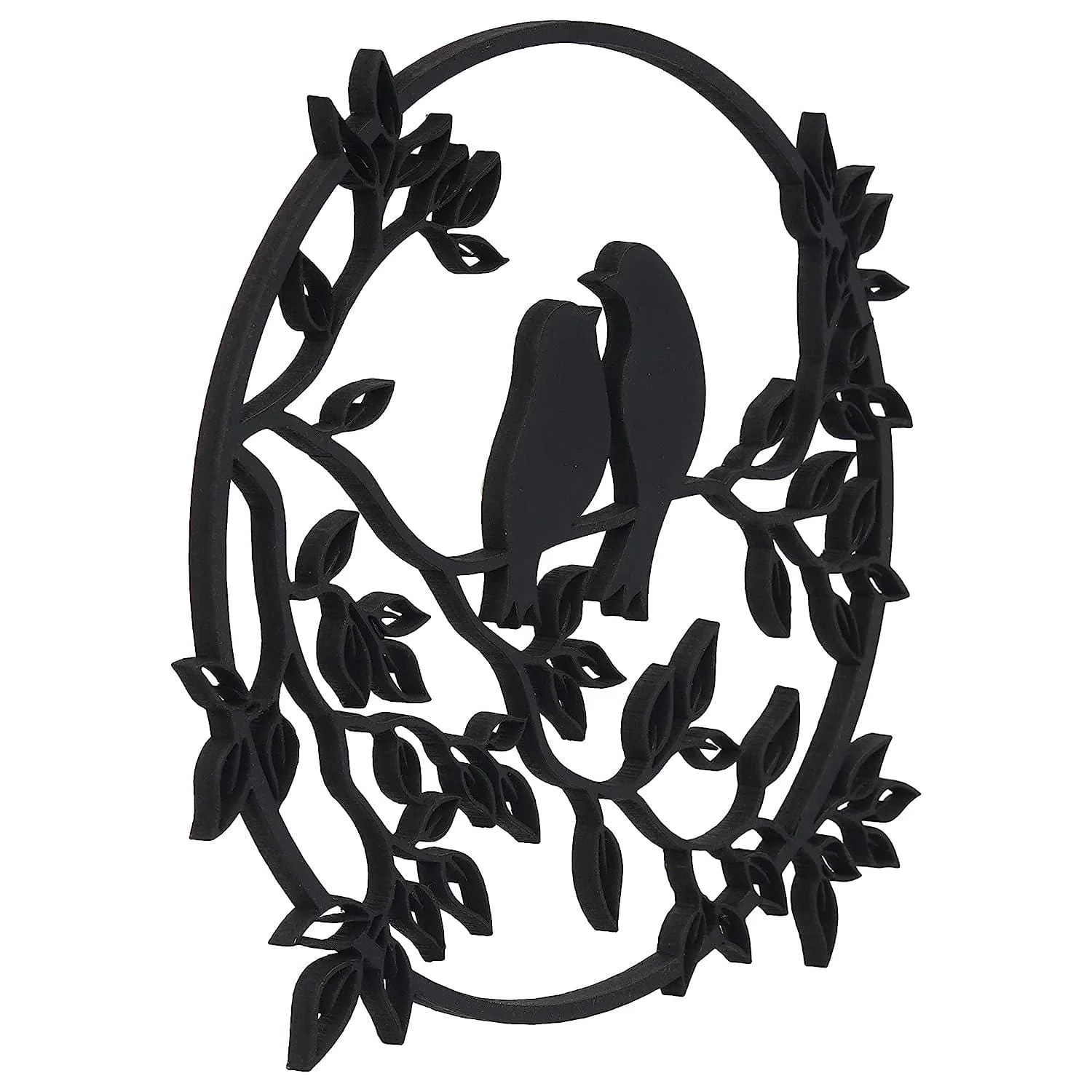 Premium Laser Cut Wooden Tree With sparrow Wall Hanging for Wall Decor, Home Decor, Christmas Dec0or- 7 Inch (Wood, Black) Wall Sculptures