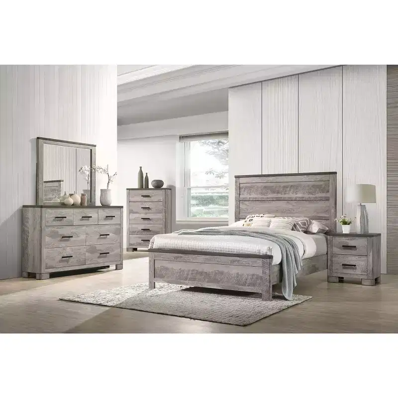 Adam 6 Drawer Dresser with Mirror Gray - Picket House Furnishings: Transitional Style, Velvet-Lined