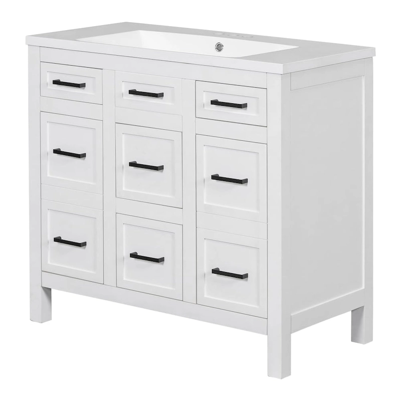 Bathroom Vanity Cabinet with Resin Integrated Sink