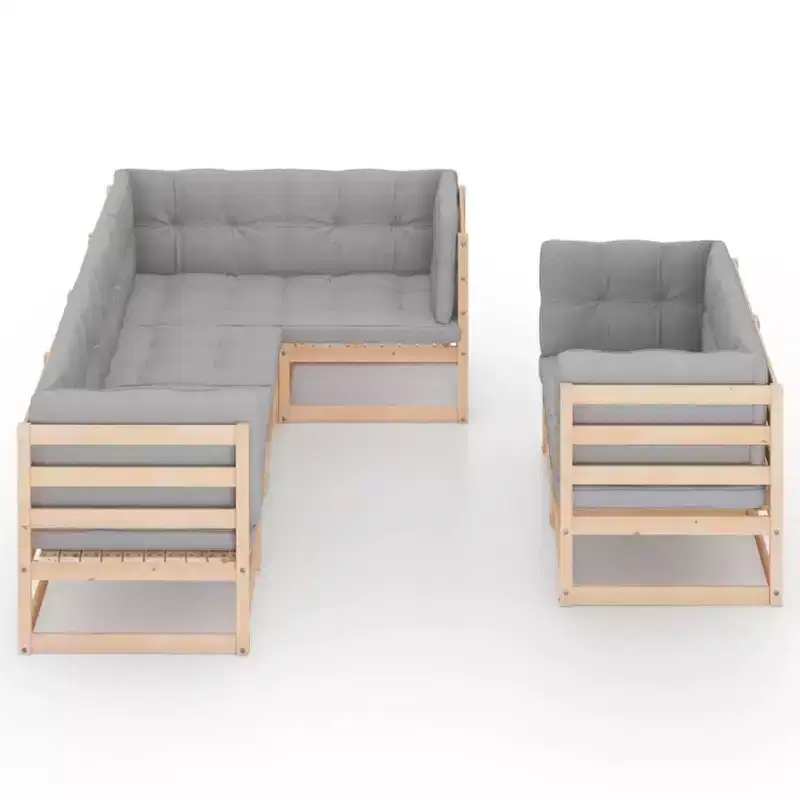 vidaXL Garden Lounge Set Grey, Natural Wood