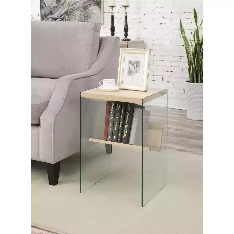 Three Tier End Table with Multiple Shelves, Open Design, Sleek Frame and Stylish Finish for Living Room or Bedroom