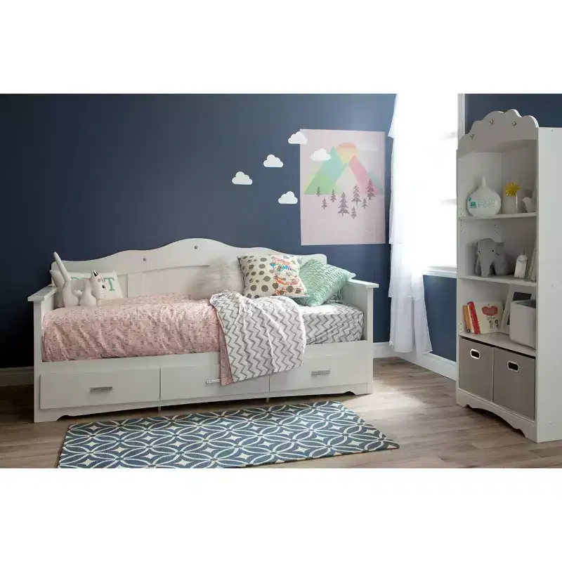 Twin Kids' Daybed with Storage, Pure White