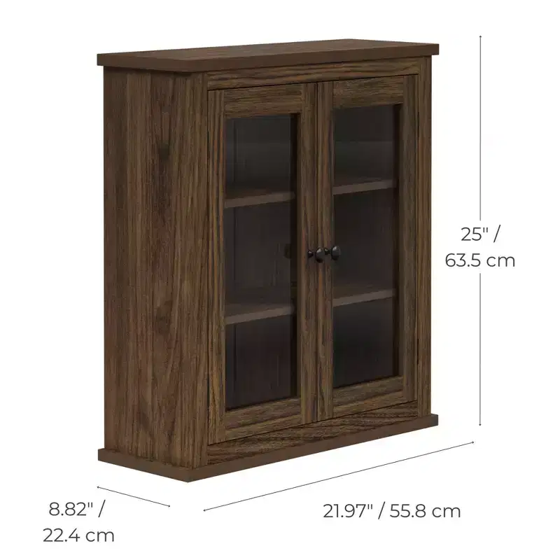 Teamson Home Donovan Removable Two-Door Wall Cabinet with Adjustable Shelves, Walnut