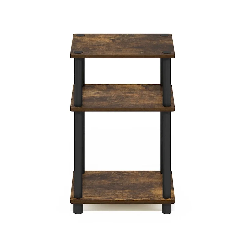 3-Tier End Table, Sonoma Oak/White, No-Tools Assembly, 1-Person