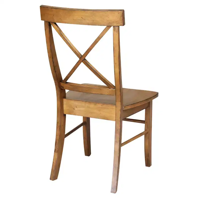 Pecan X-Back Solid Wood Dining Chair, Set of 2