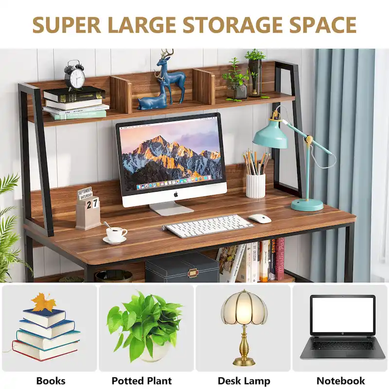 Computer Desk with Hutch and Bookshelf