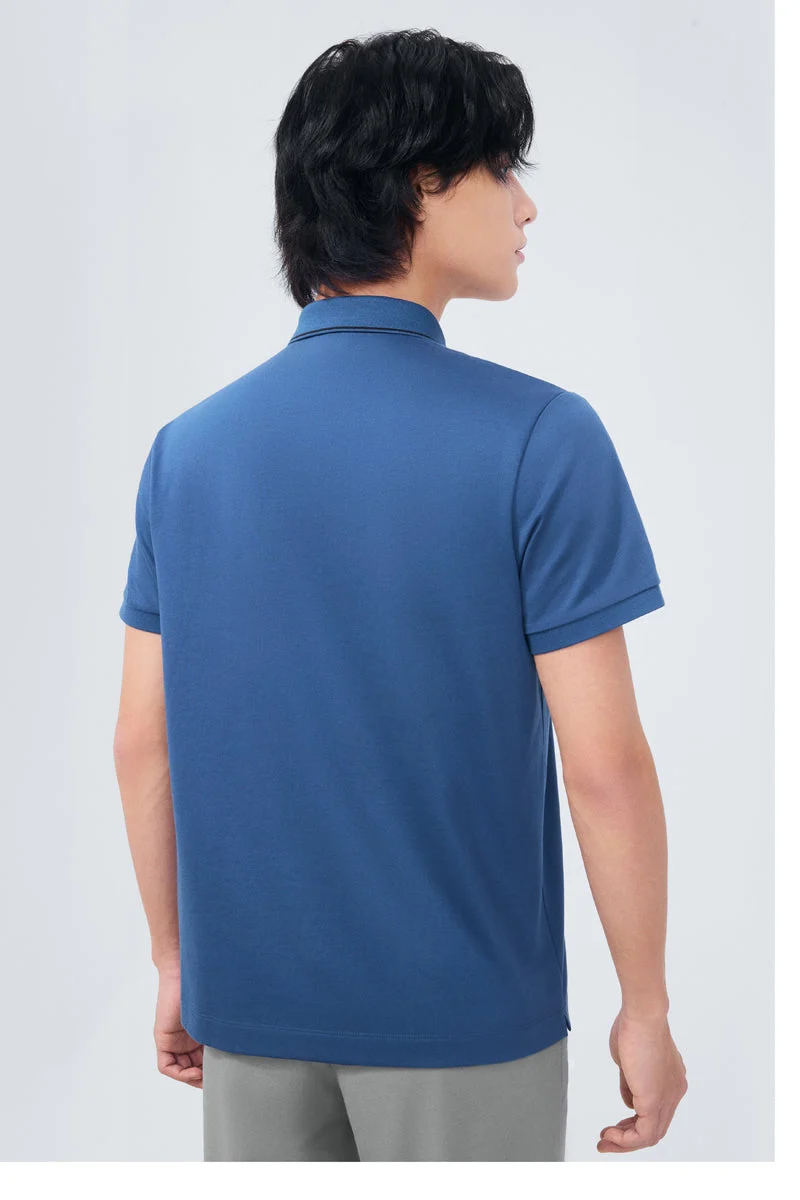 Waffle-Knit Buttonless Polo – Sage Green