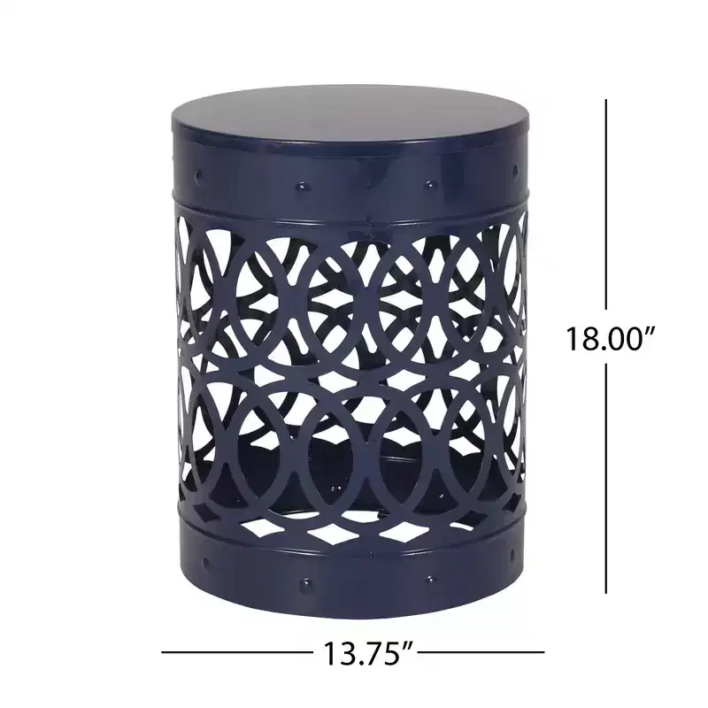 Cylindrical End Table,Side Table, Overlapping Circle Pattern Bedside Table For Living Room