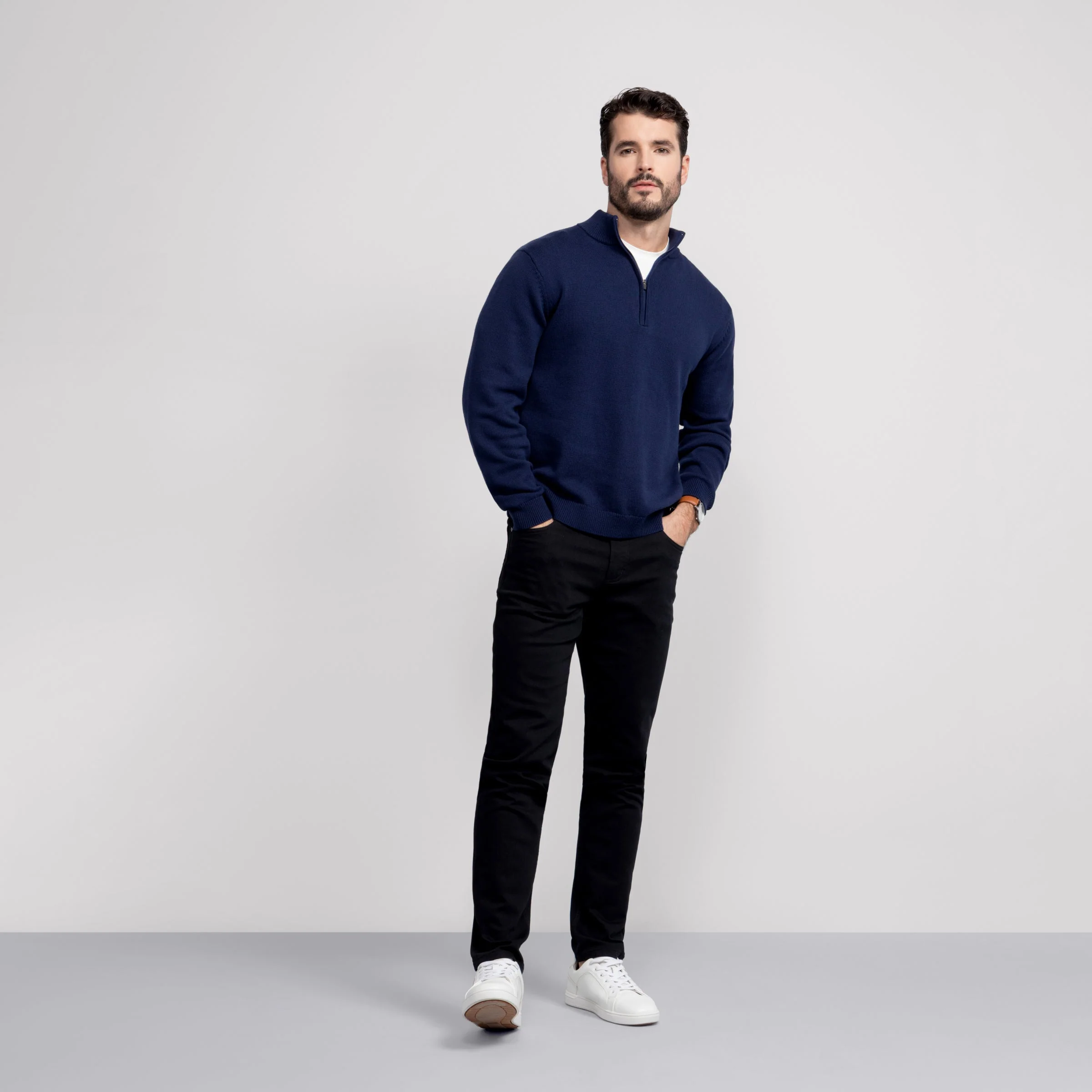 Quarter-Zip Sweater - Navy