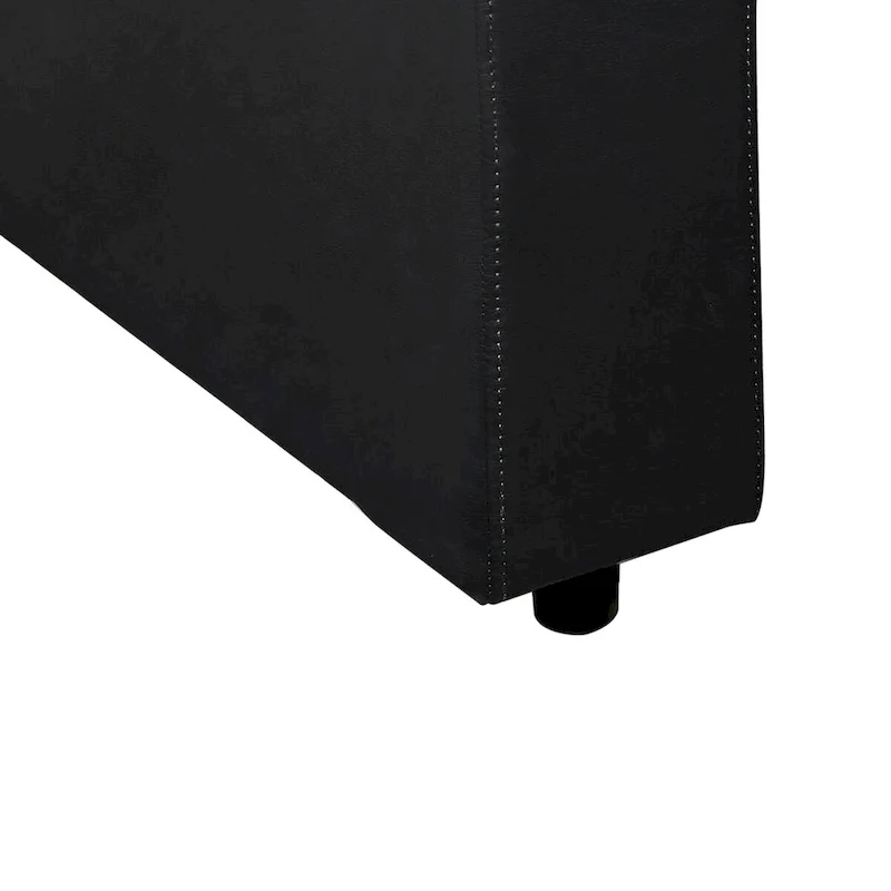 Leatherette Console with 2 Removable Metal Cup Holders, Black and Silver - 25 H x 9.5 W x 28.75 L Inches