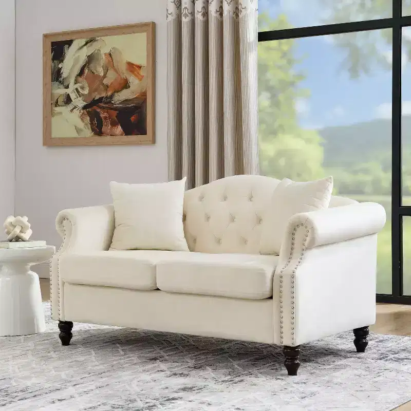 Velvet Upholstered 3-Seater and 2-Seater Combined Sofa Set