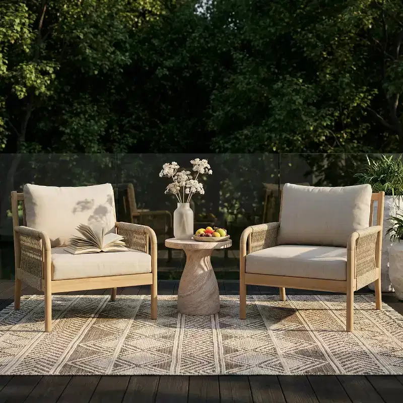 Christopher Knight Home Casper Outdoor Club Chair Acacia Wood and Woven Rope