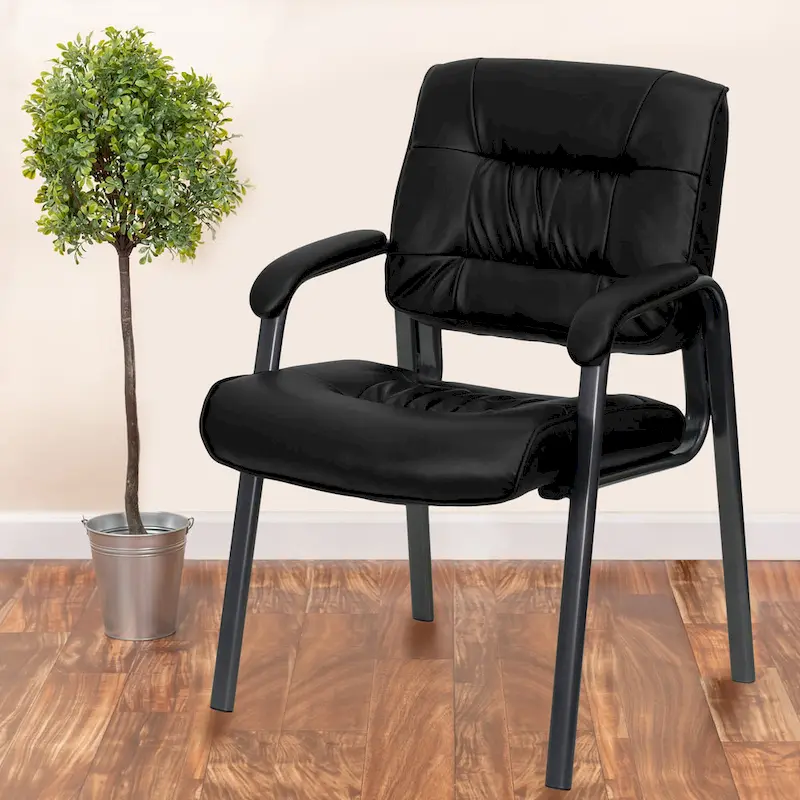 LeatherSoft Executive Lounge Chair | Titanium Gray Frame | Reception Side Chair