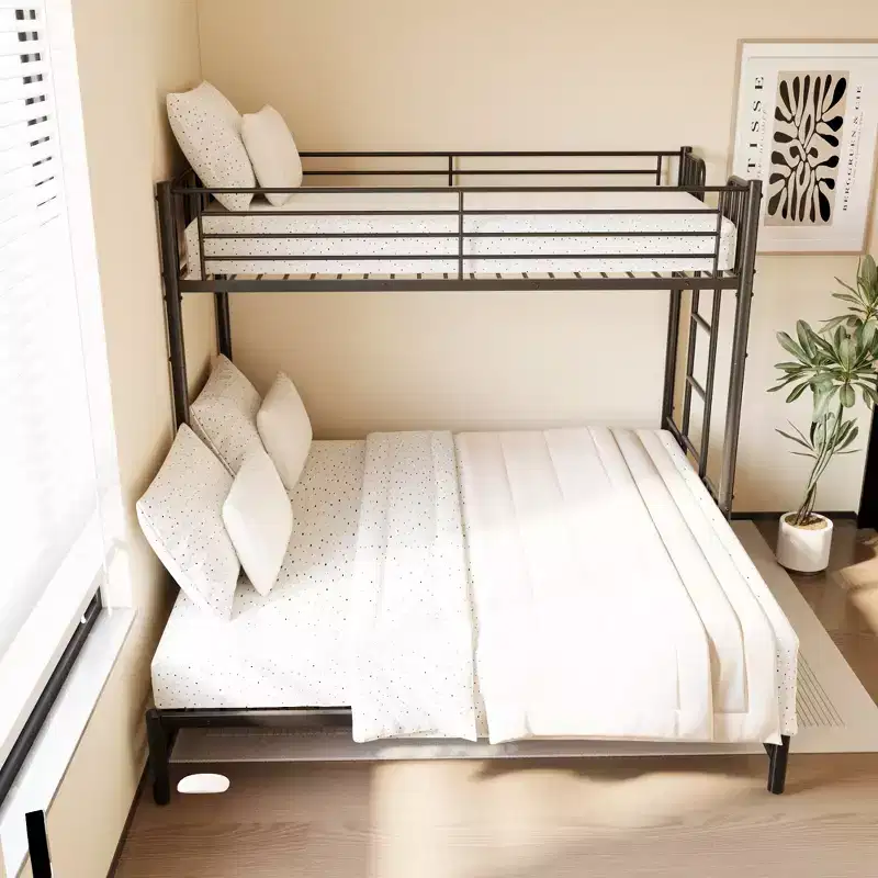 GDFStudio Navagio Metal Bunk Bed with Pull-Out Bed
