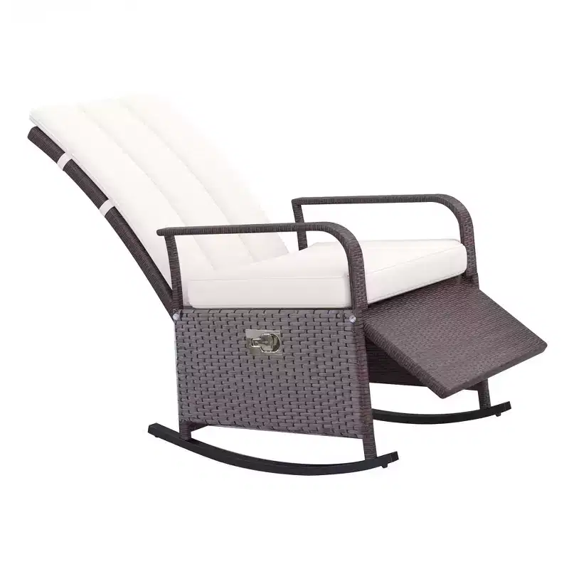 PE Rattan Rocking Recliner with Footrest