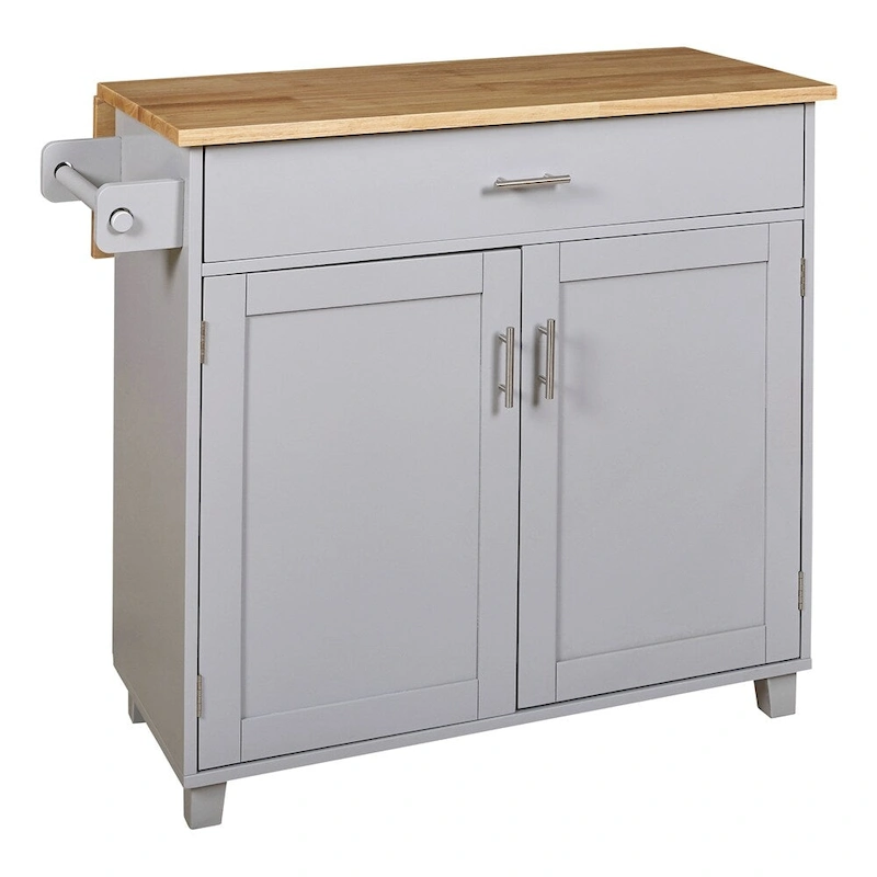 Rolling Kitchen Cart with Adjustable Shelf Tower Rack and Rubber Top - N/A